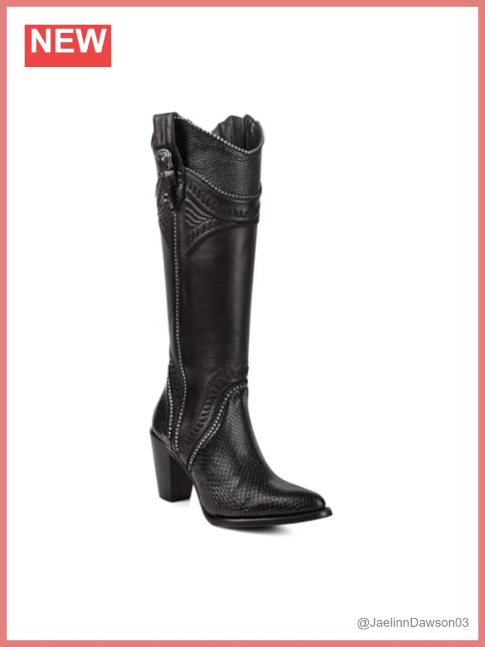 Cuadra Western Knee High Boots Python Leather Embroidered